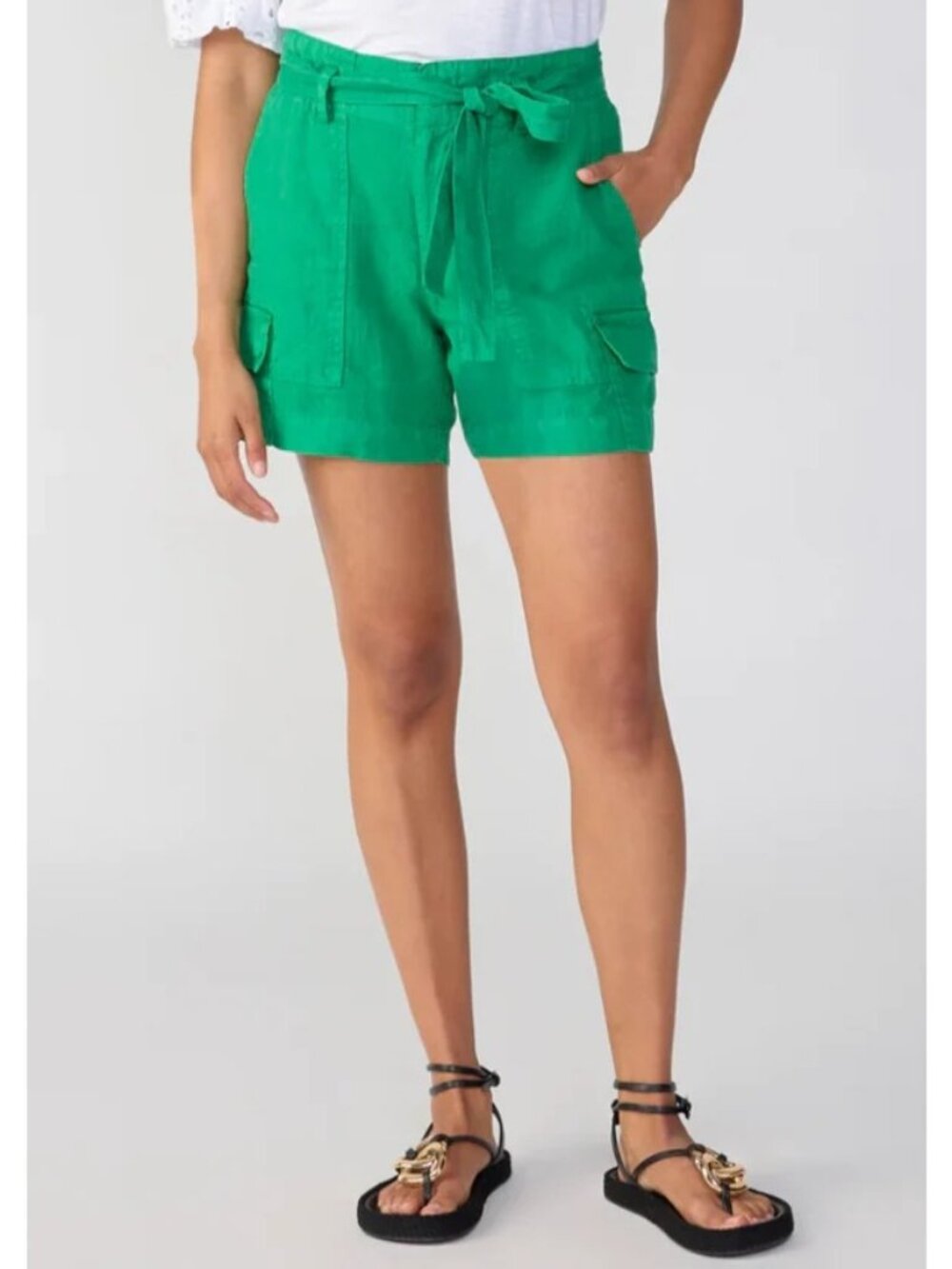 Sanctuary All Day Cargo Short XS Tie Waist Linen Jelly Bean Green Summer Wear